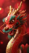 KI-generierter Drache mit Symbolik zum Chinesischen Neujahr